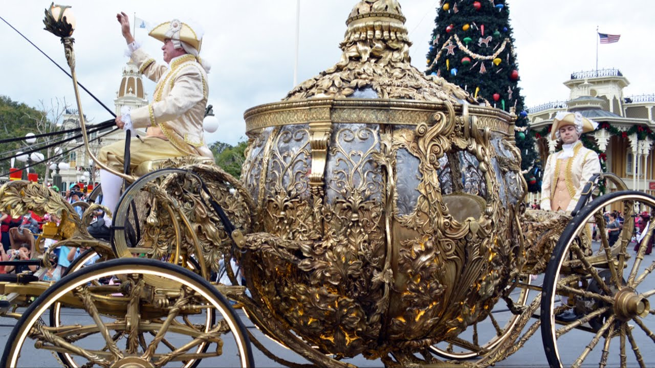 Cinderella's Golden Pumpkin MOVIE Coach Royal Pre-Parade at The Magic Kingdom Multi-Angle