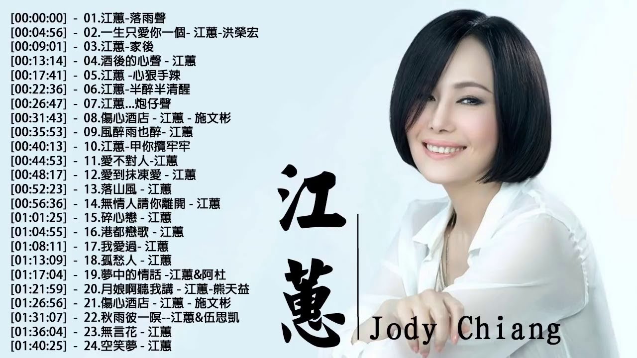 江蕙 Jody Chiang - 江蕙好聽的歌曲 - 江蕙最出名的歌【落雨聲 + 家後 + 酒後的心聲 + 月娘啊聽我講 +半醉半清醒+傷心酒店】Best Of 江蕙 Jody Chiang 202