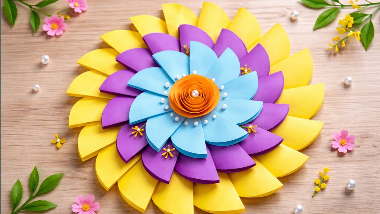 Easy Paper Flower Wall Hanging | Beautiful DIY Paper Craft for Room Decoration