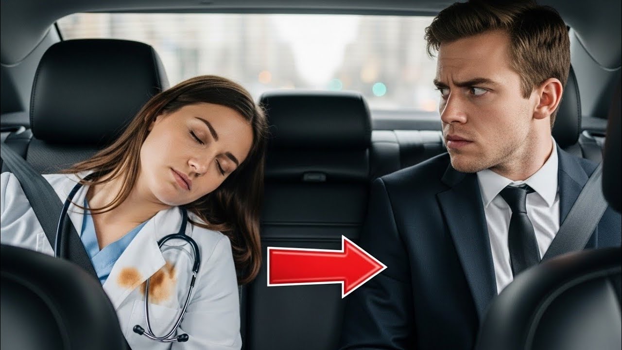 Una doctora dormida en el auto de un millonario… pero la mancha en su uniforme reveló un secreto