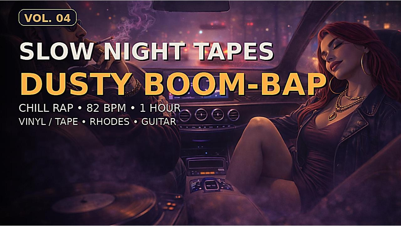 Slow Night Tapes Vol. 04 — Dusty Boom-Bap Chill Rap (82 BPM) | 1 Hour