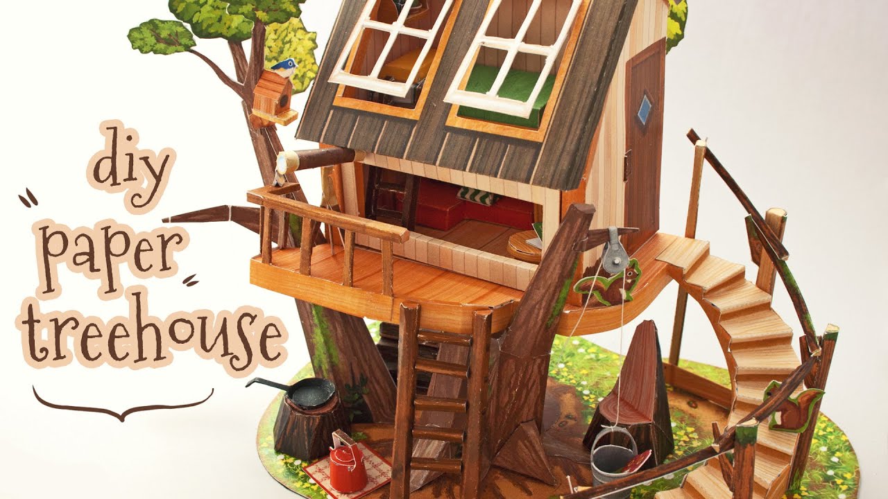 DIY Paper Tree house Diorama (canon papercraft treehouse)