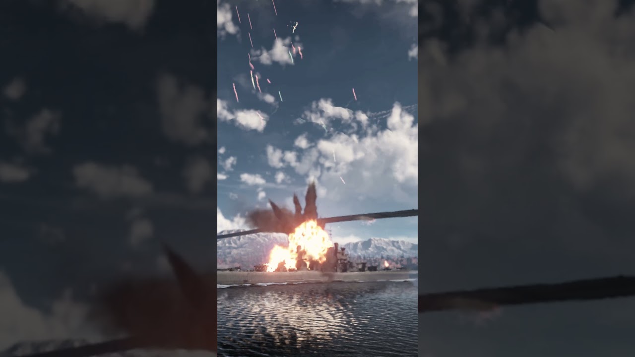 WWII Battleship Under Air Attack Explodes Hard 💣 