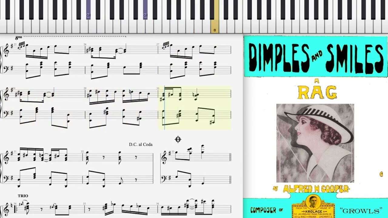 Dimples and Smiles Rag by Alfred Cooper (1913, Ragtime piano)