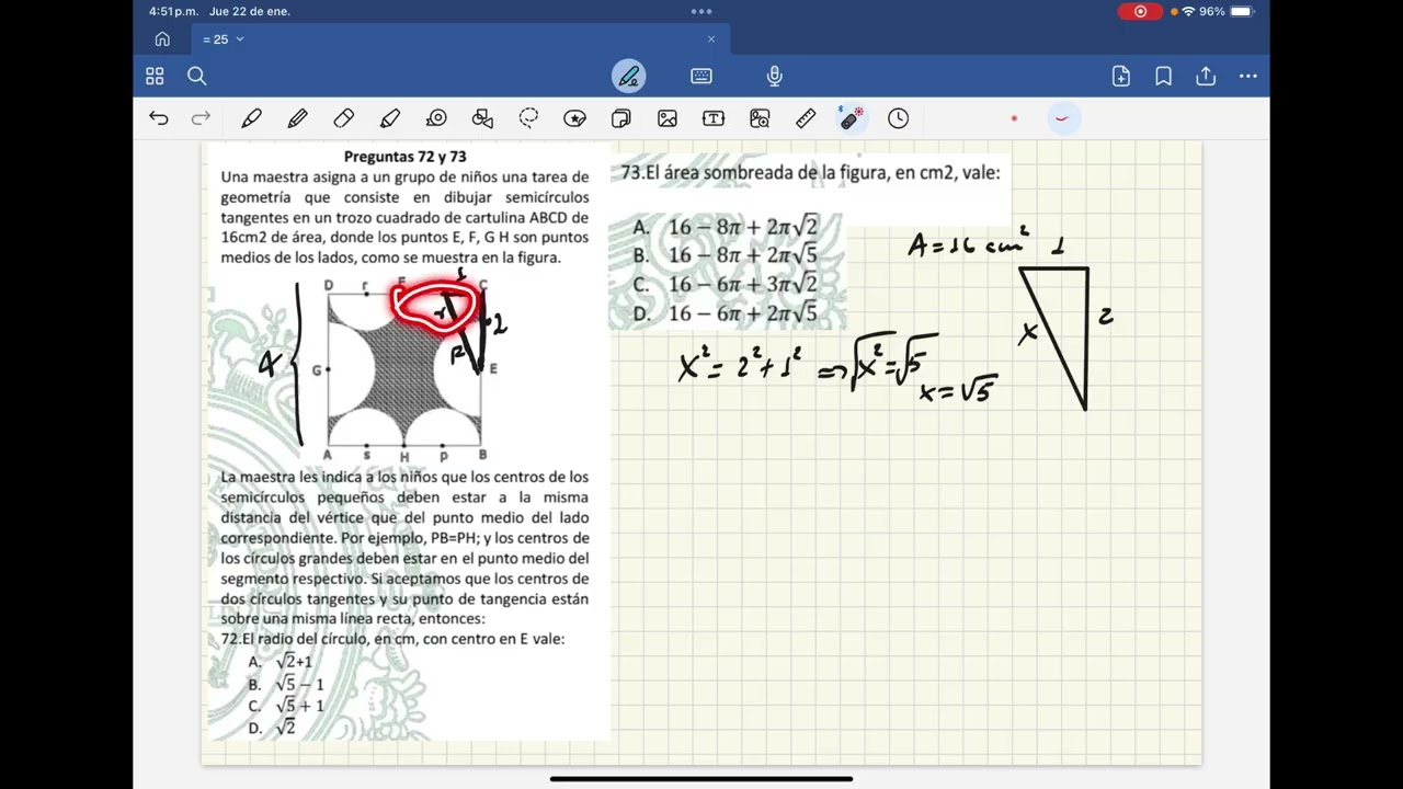 Razonamiento lógico matemático (áreas,Pitagoras)