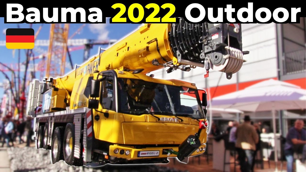 Bauma 2022 at Messe München - Outdoor Expo Tour Highlights - Komatsu,  Liebherr, Grove, Putzmeister.