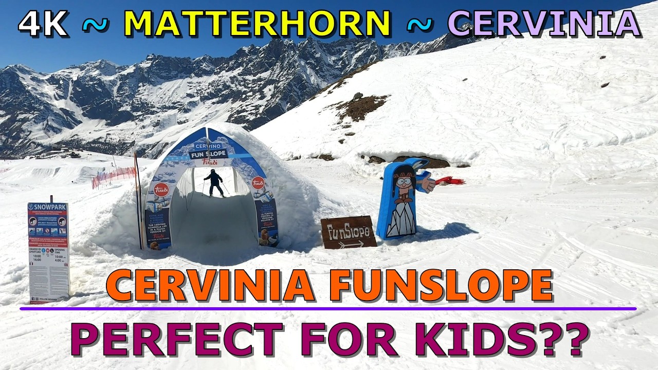 Cervinia Skiing Italy | Funslope Blue 4 ❄️ GoPro 4K POV Kids Skiing ☀️