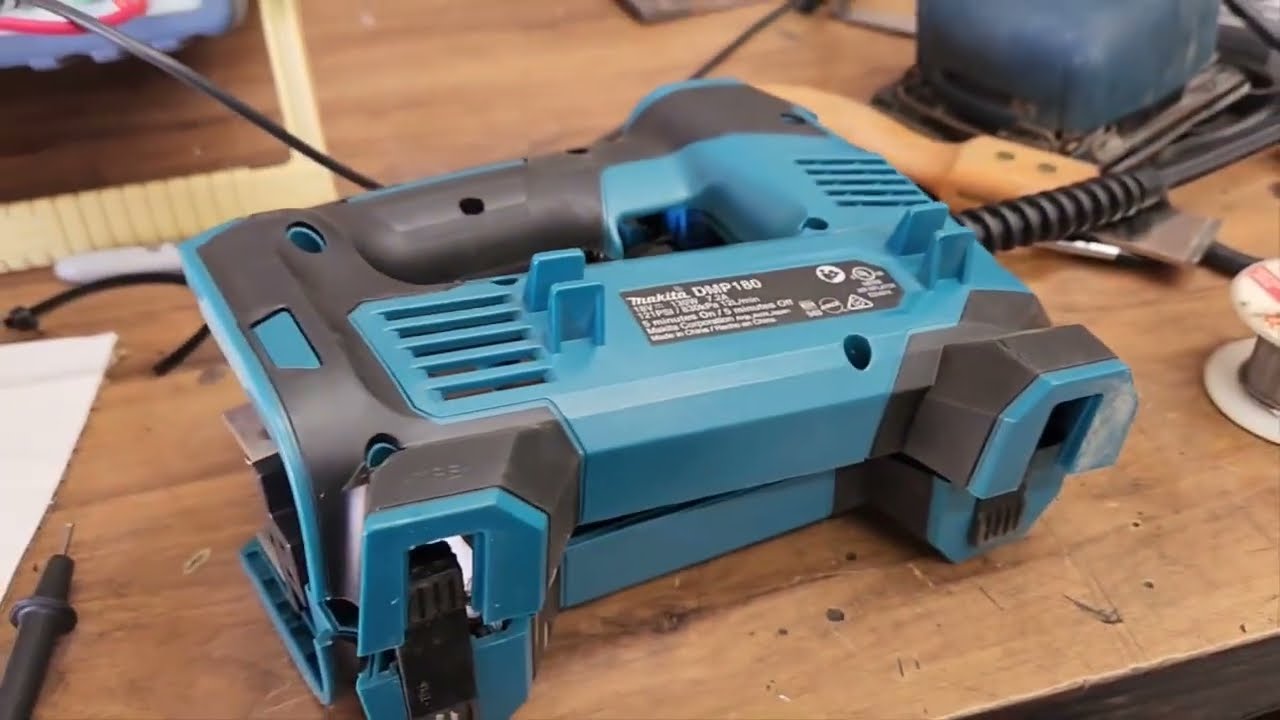 Makita DMP 180 inflator modification for one push of the trigger inflation.