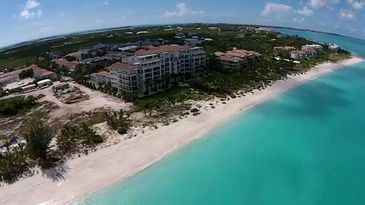 Turks & Caicos Grace Bay Beach Aerial View (1080p)
