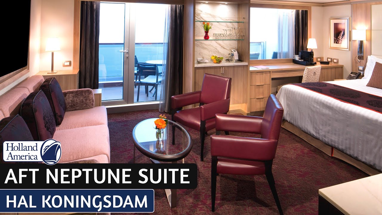 HAL Koningsdam | Aft-Facing Neptune Suite Full Tour & Review 4K | Holland America Line