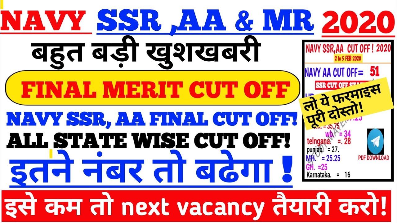NAVY SSR , AA EXAM 2020 FINAL CUT OFF/ NAVY SSR ,AA FINAL MERIT LIST CUT OFF/NAVY AA,SSR CUT  बढेगा!