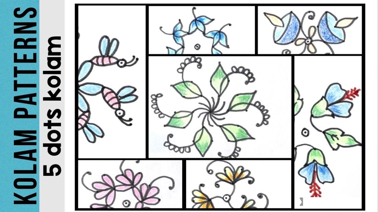 Weekly kolam | seven kolams for daily use | 5 dots kolam (5*3)