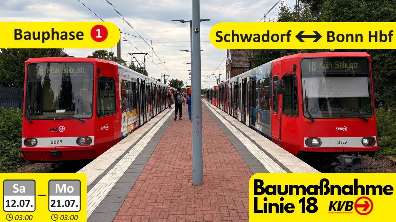 Baumaßnahme Linie 18 | Schwadorf - Bonn Hbf | (Stadtbahn Köln)