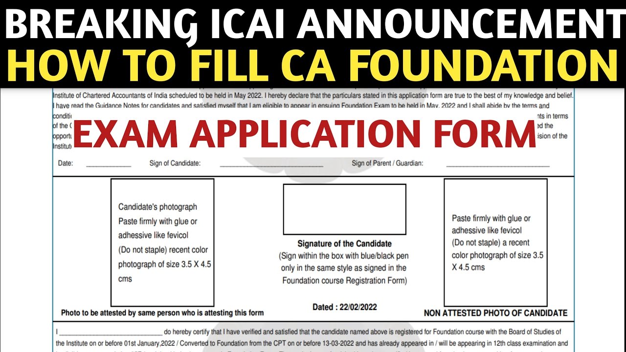 Breaking ICAI Announcement | How To Fill CA foundation May 2022 Exam Application Form | CA Exam