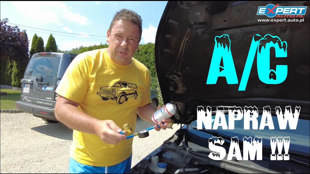 A/C naprawa nieszczelnej klimatyzacji samochodowej. Napełnianie układu klimatyzacji.