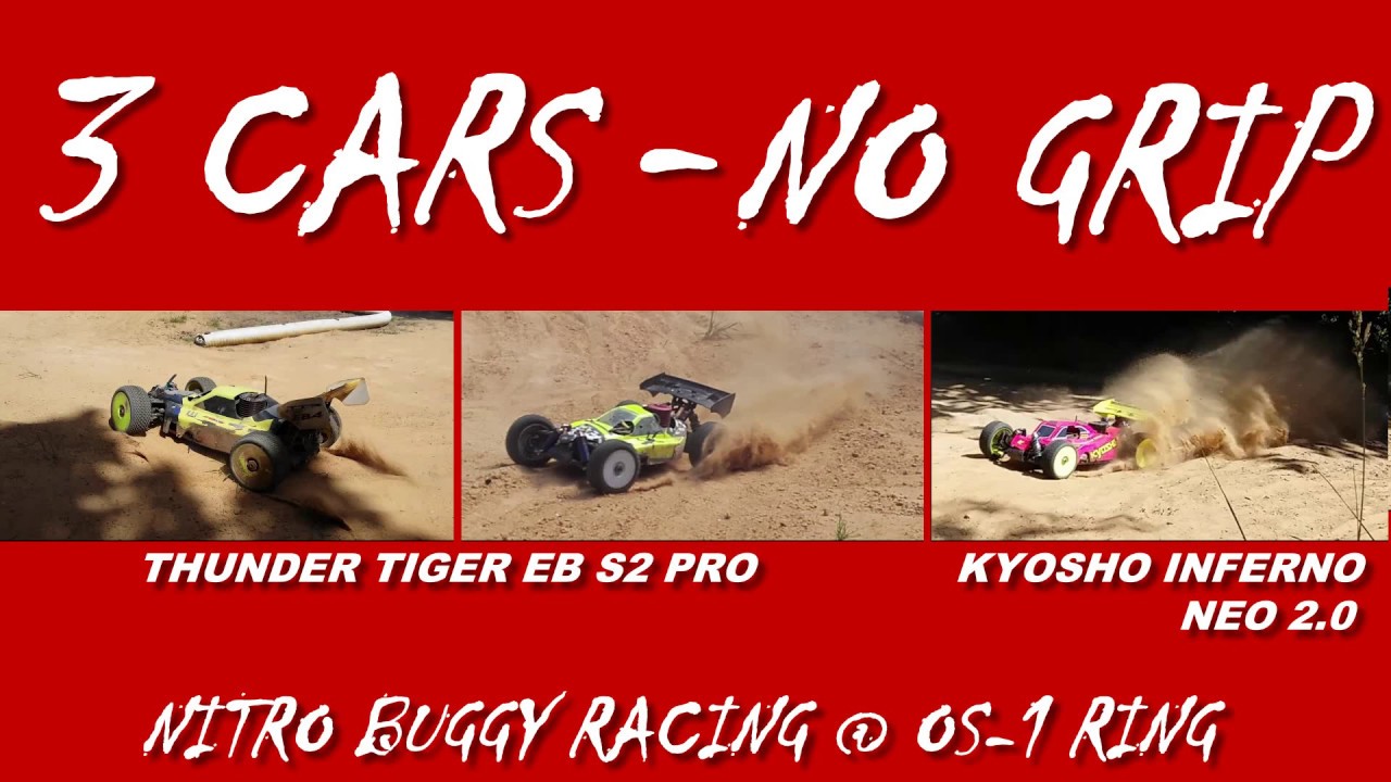 Thunder Tiger EB4 S2 Pro vs. Kyosho Inferno Neo 2.0 - 3 Cars - No Grip @OS-1 Ring