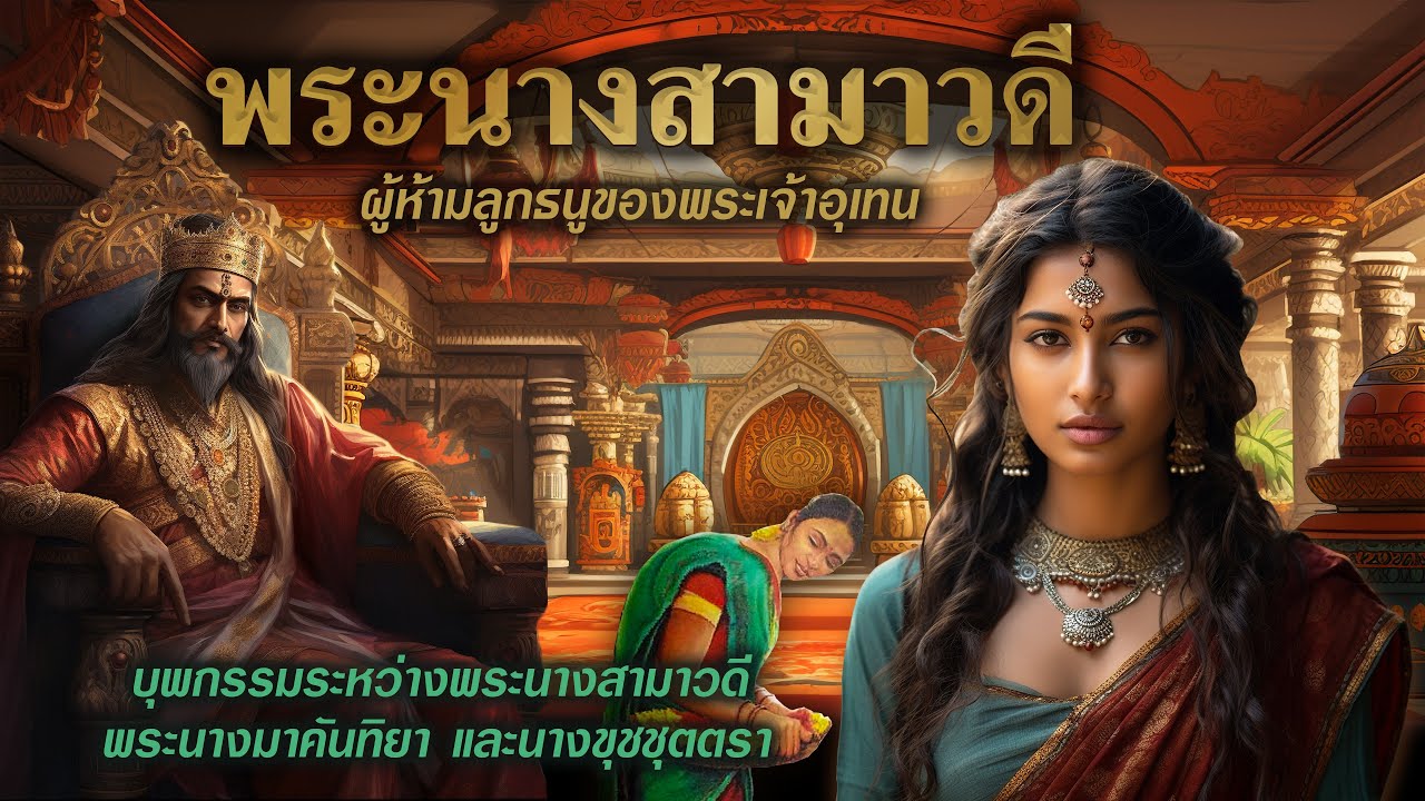 พระนางสามาวดี | ผู้ห้ามลูกศรของพระเจ้าอุเทน | บุพกรรมร่วมกับนางขุชชุตตรา และพระนางมาคันทิยา