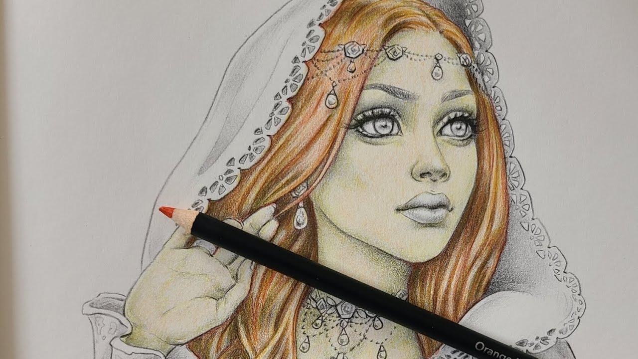 Hair and skin tutorial with Castle colouring pencils/Wildflower folk colouring book