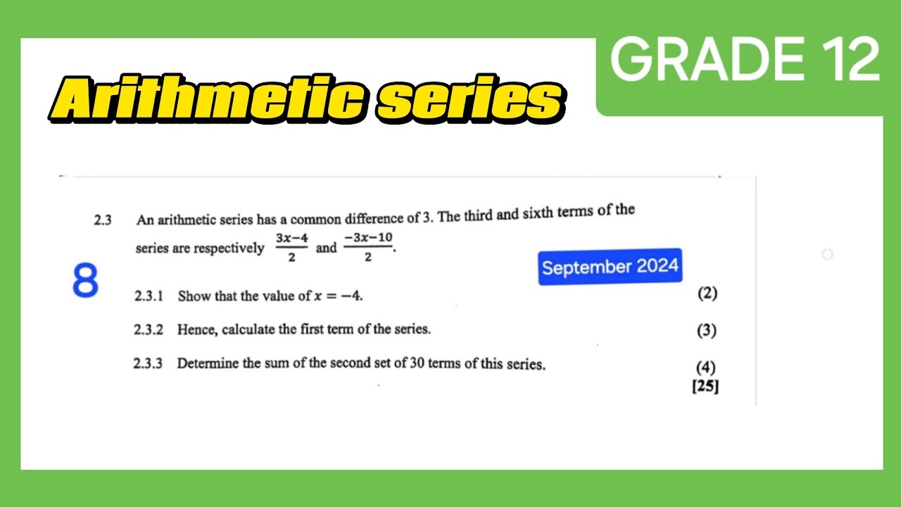 Arithmetic series grade12 | number patterns grade12/sequences and series grade12 