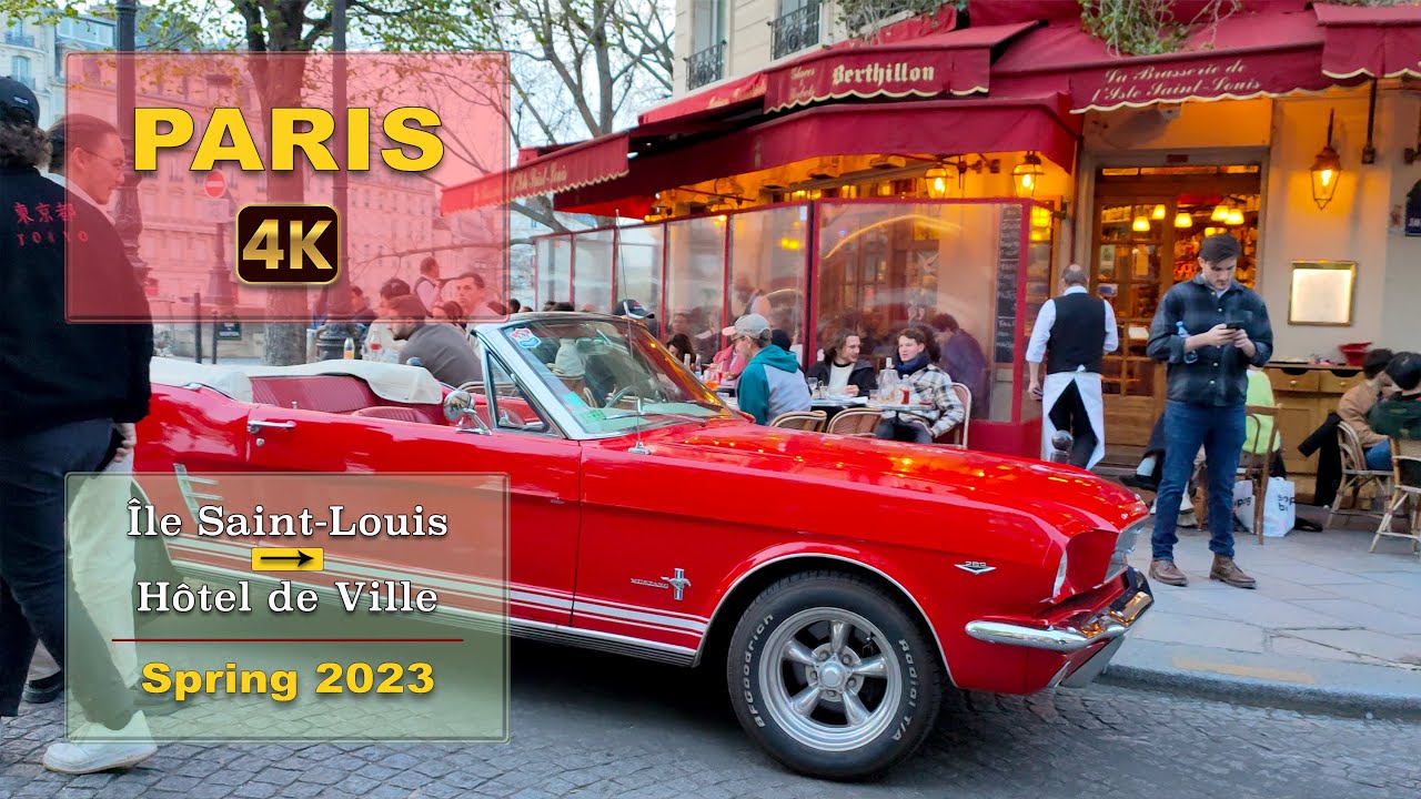 Paris walk - Ile saint louis to the City Hall of Paris - April 2023 - 4K HDR