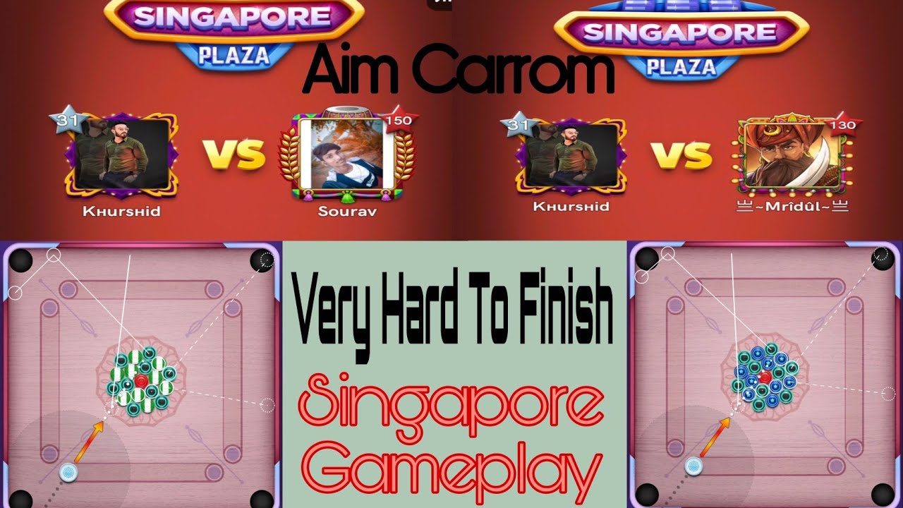 Aim Carrom Vs Aim Carrom | Singapore Carrom Mode Gameplay | Carrom Pool | Aim hack | khurshid Gaming