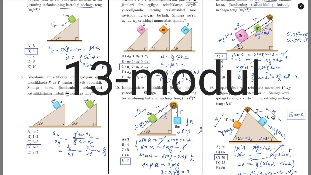 13 - modul yechimlari. Turkcha Ayt-fizika tarjima kitobi