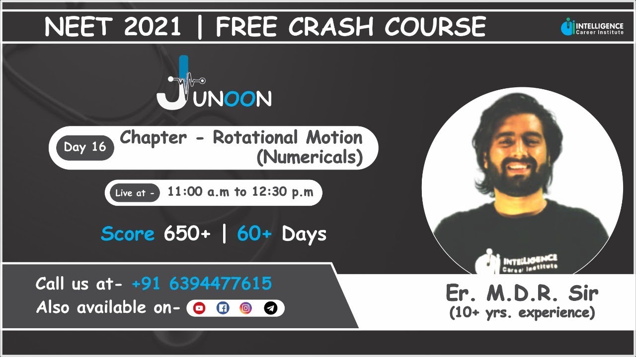 Rotational Motion (Numericals) | By M.D.R. Sir | Junoon Crash Course for Neet 2021