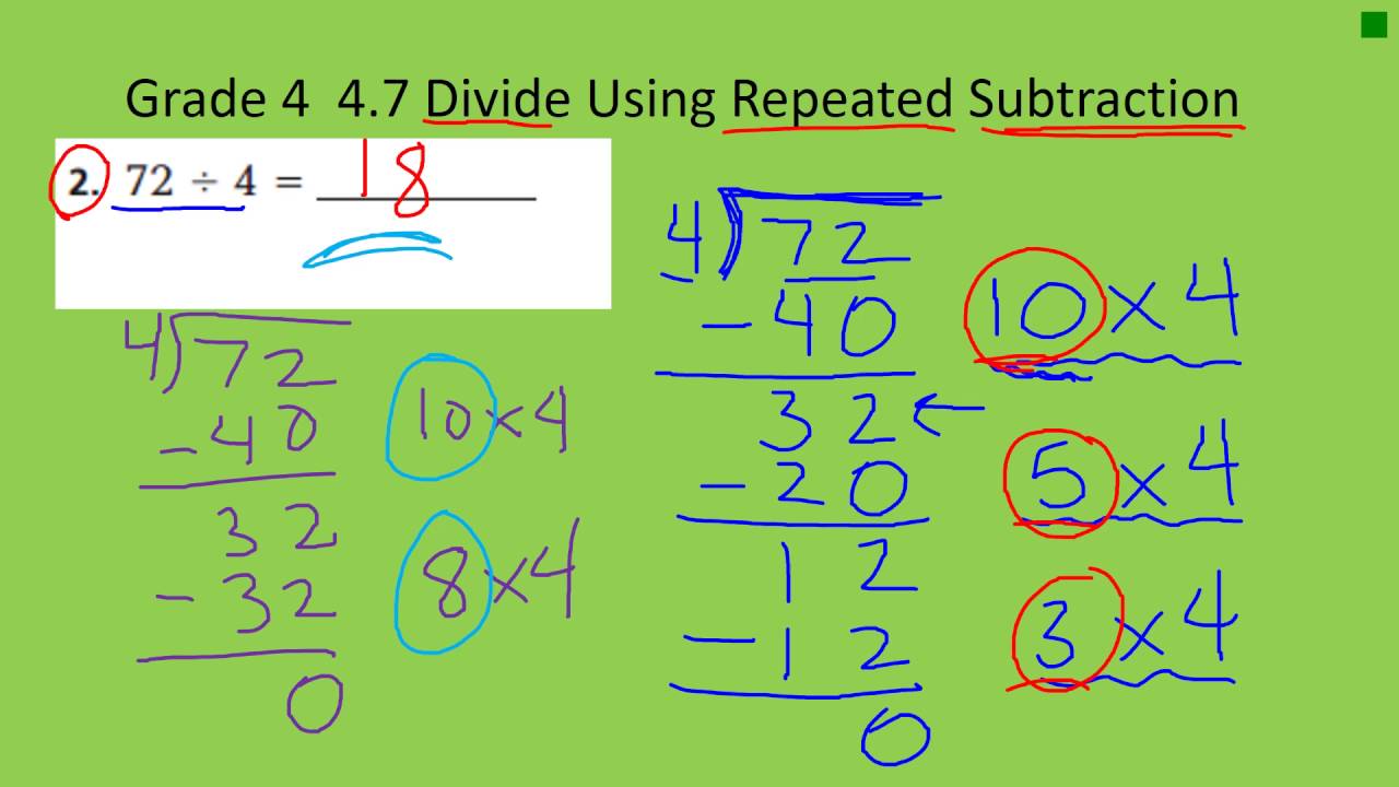 g4 4 7 divide using repeated subtraction
