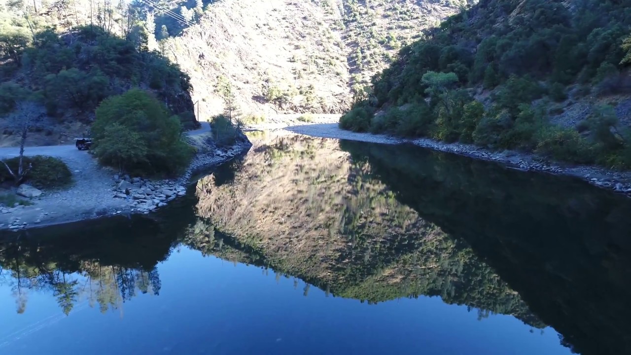 Beautiful Reflection, Oxbow Reservoir, Rubicon River, CA - HD 4K drone video