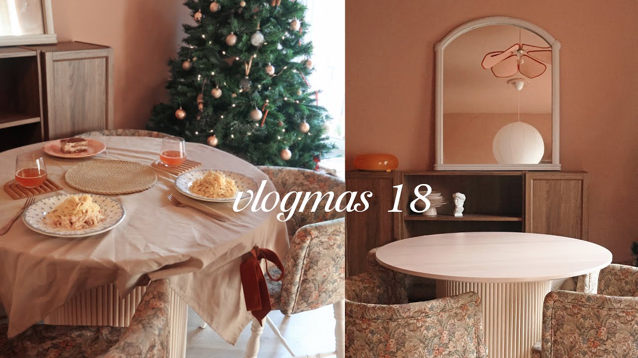 VLOGMAS 18 🍝 l ya tenemos MESA del comedor, carbonara de calabaza y abriendo paquetes