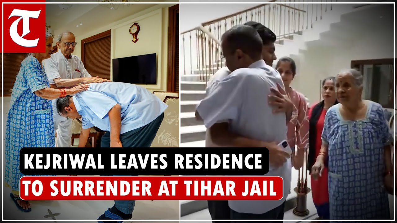 Arvind Kejriwal meets his parents, children and AAP leaders before surrendering at Tihar jail