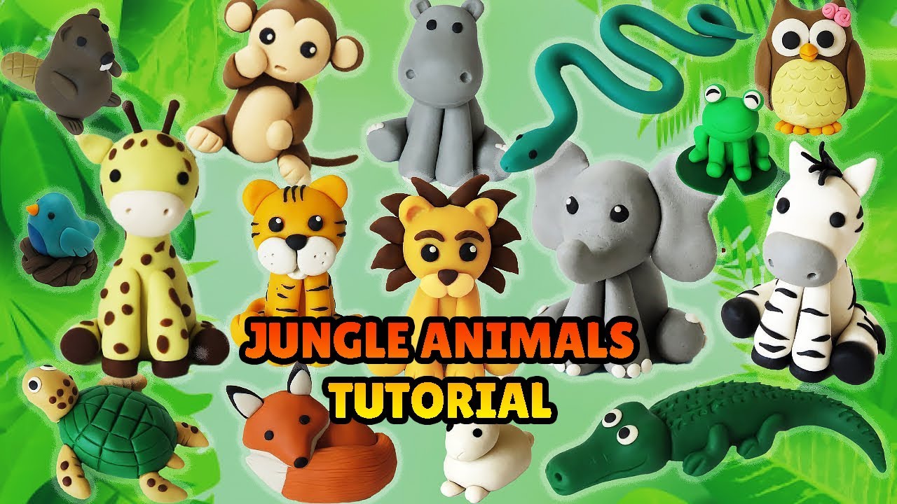 🔴 DIY How to Make JUNGLE ANIMALS Compilation - Easy Polymer Clay, plastilina Fondant Cakes Tutorial