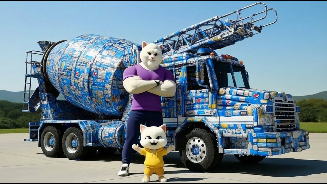 Kitten’s Soda Can Concrete Mixer Was Mocked — Papa Cat’s Ending Is Unreal | Ai Cat Story | MeowPaPa
