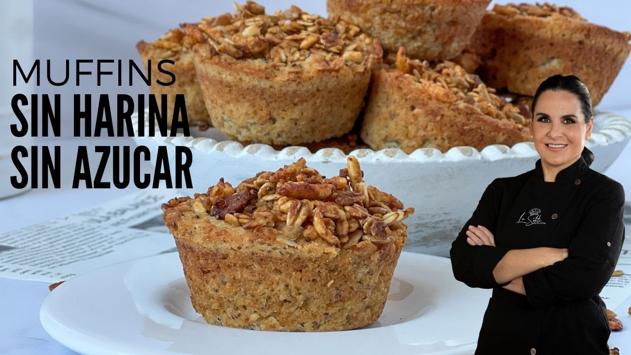 Prepara estos MUFFINS SALUDABLES sin azúcar y sin harina  en 10 minutos!