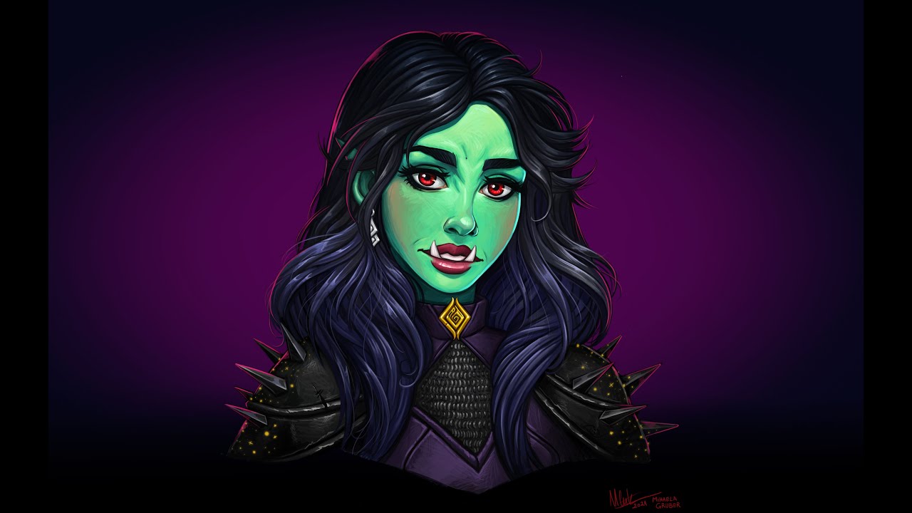 Willa Mari Half-Orc Commission Painting Process
