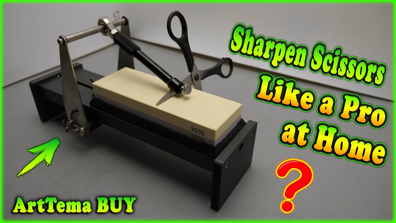 Sharpening scissors on a professional sharpener | How to Sharpen Scissors Like a Pro at Home