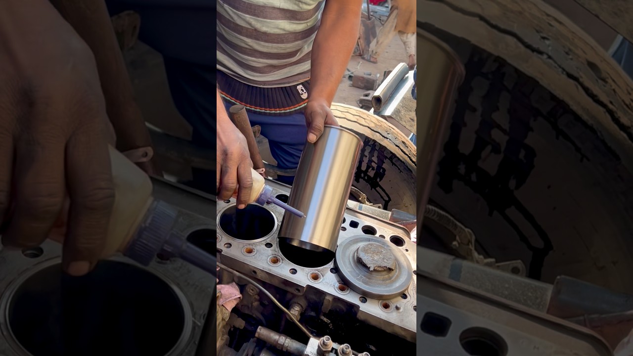 Engine Liner Installation&rsquo; Piston Size Checked #liner #sleeve #piston #engine