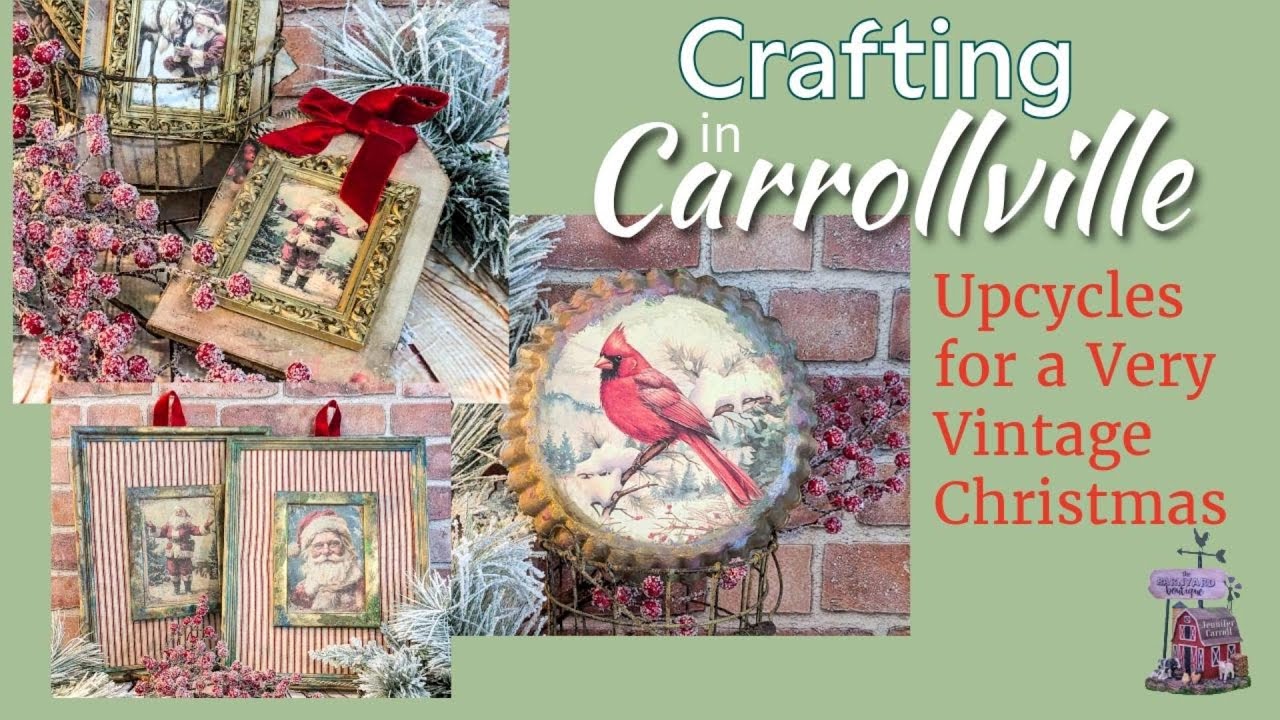 Vintage Christmas Decor Upcycles Using Items from the Goodwill Bins and IOD Molds on a Budget