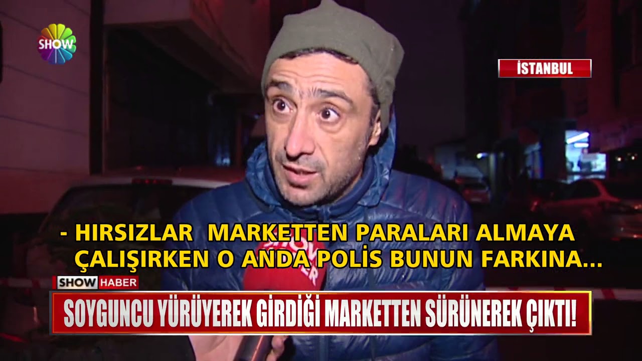 Soyguncu yürüyerek girdiği marketten sürünerek çıktı!