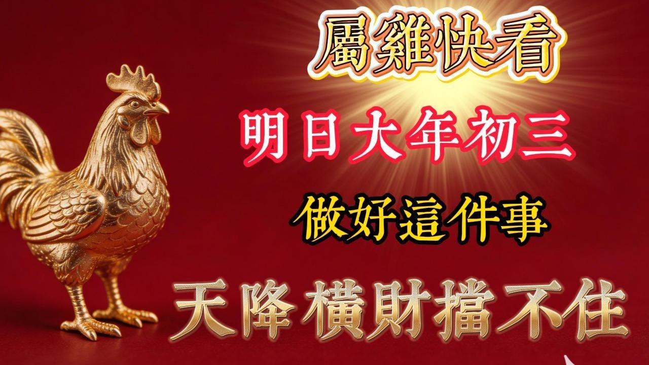 屬雞的必看，明天大年初三，做對這件事，天降橫財擋都擋不住！#生肖運勢#chinese calligraphy #中國書法#老年人健康#養生#老人言#生肖