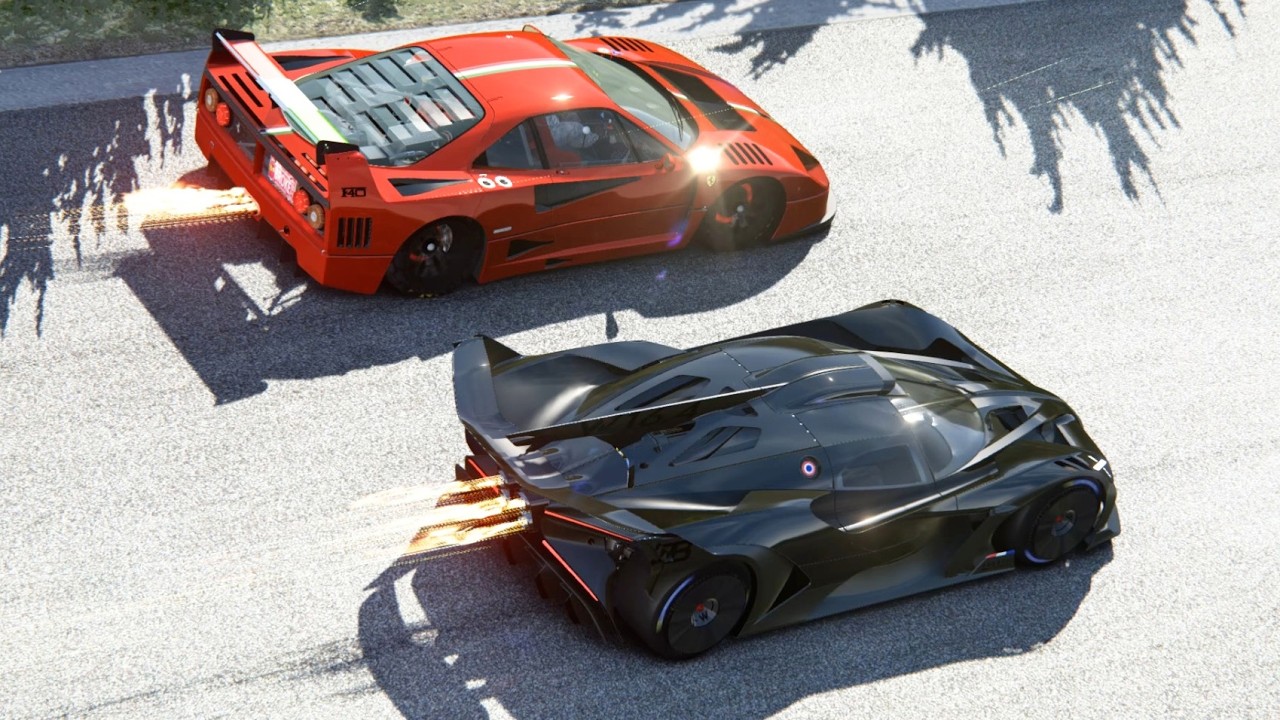 Ferrari F40 LM '89 Street Legal High HP Tuned vs Bugatti Bolide Hypercars at Old SPA