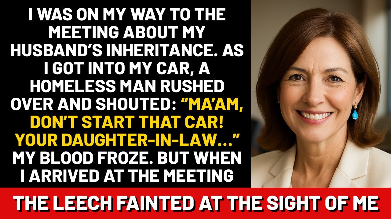 I was on my way to the meeting about my husband’s inheritance. As I got into my car, a homeless...