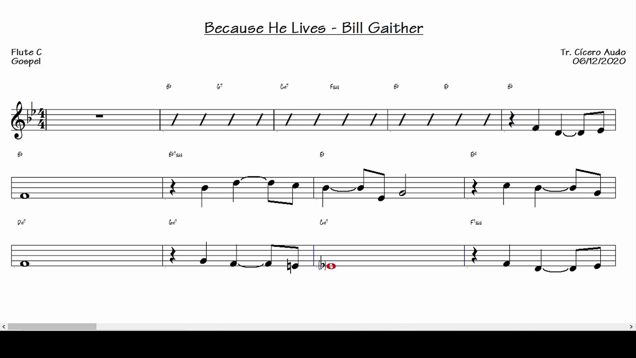 Because He Lives - Bill Gaither (Flute C) [Sheet music]