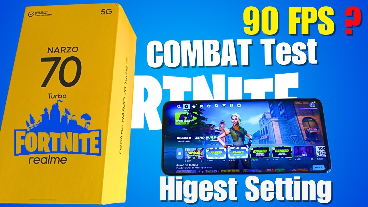 Realme Narzo 70 Turbo Fortnite Mobile Gameplay Test - 90 FPS with High Epic Setting