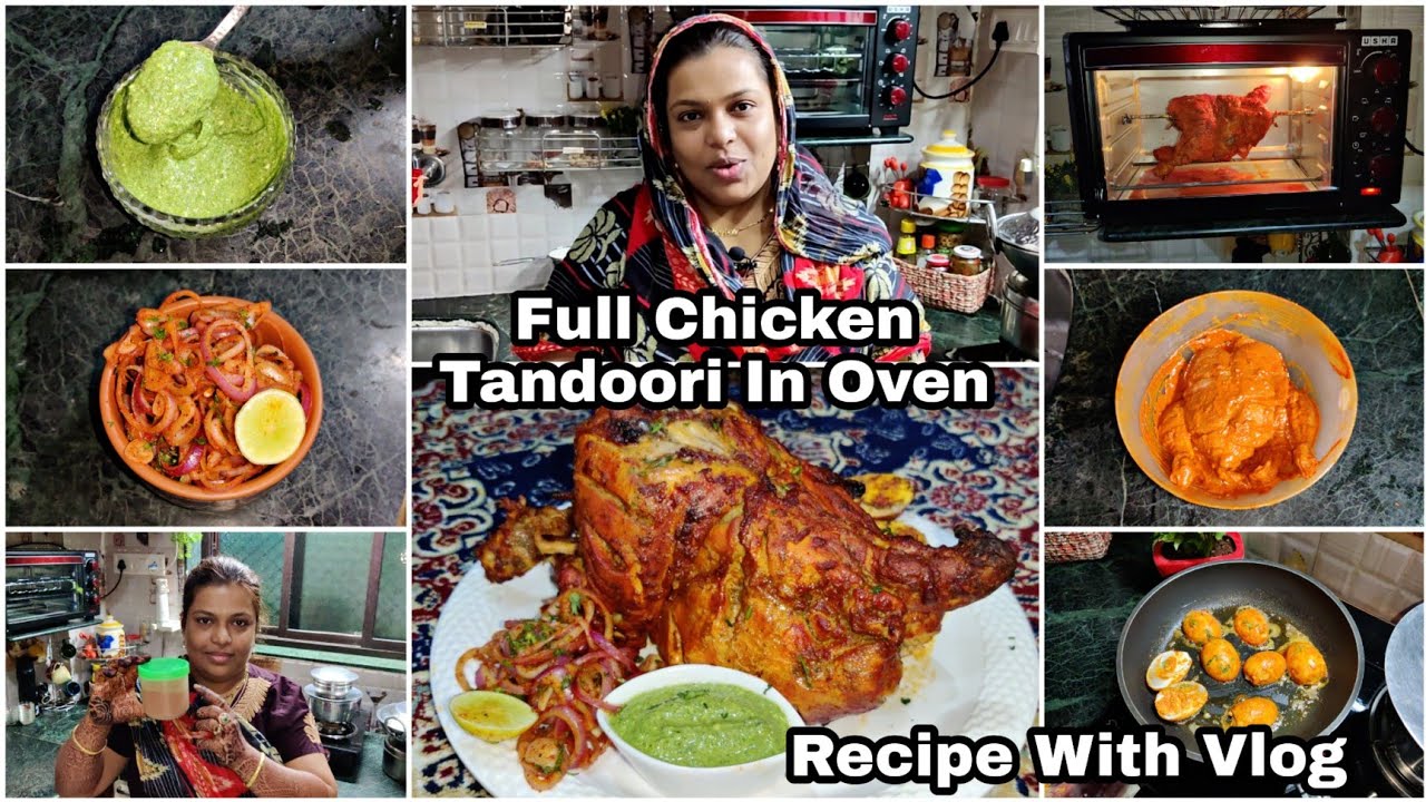 Full Chicken Tandoori In Oven And Tandoori Masala With Chutney Laccha Onion Salad | Recipe With Vlog