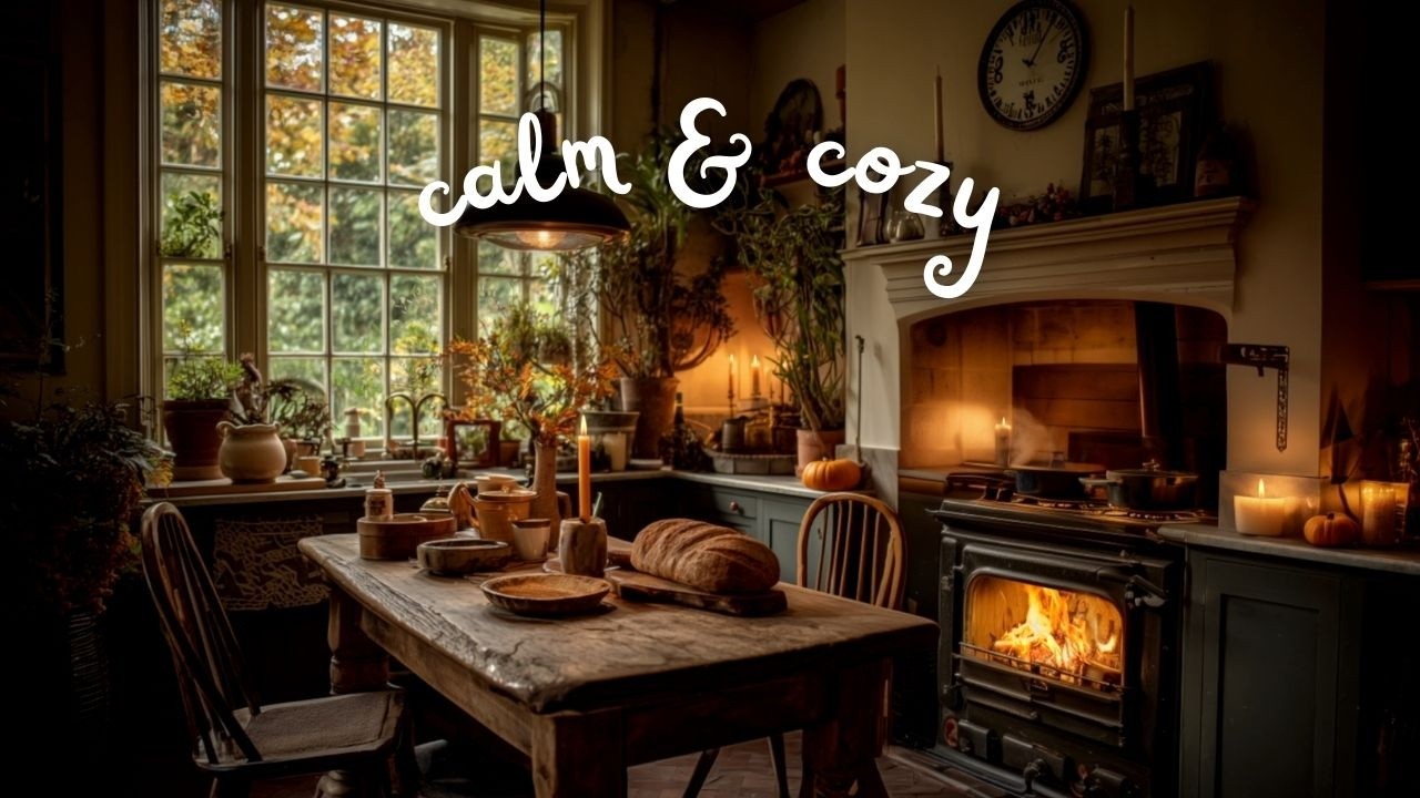 Early Autumn Ambience in a Cozy Cottage 🔥 Fireplace & Birds Singing