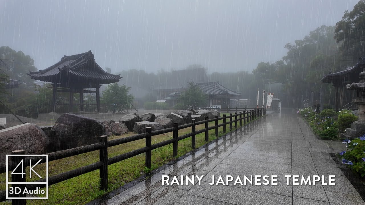 4k ASMR | Walking in the Rain on Mt.Yashima, Japan | Binaural Rain Sounds for Sleep and Study