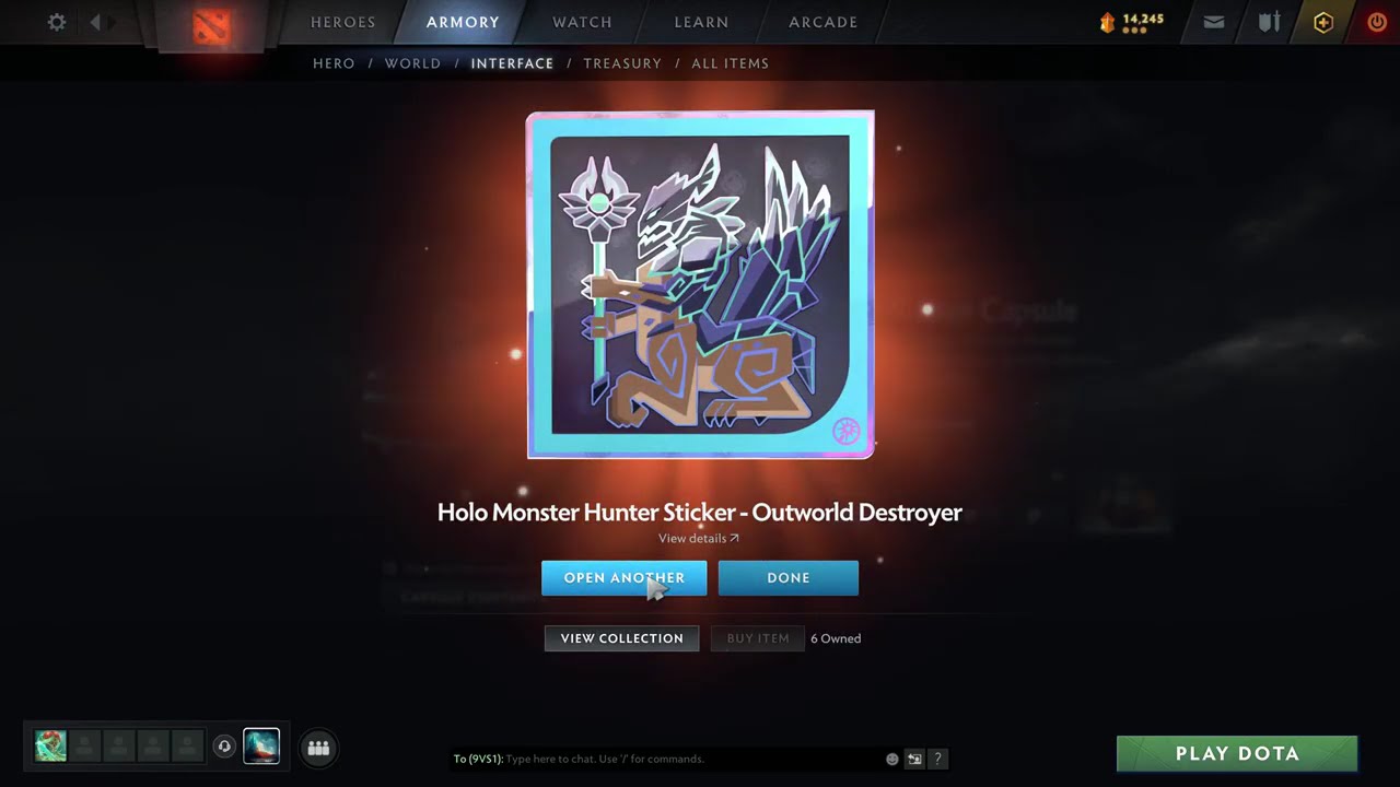 Dota 1500 Monster Hunter Sticker Capsule Opening
