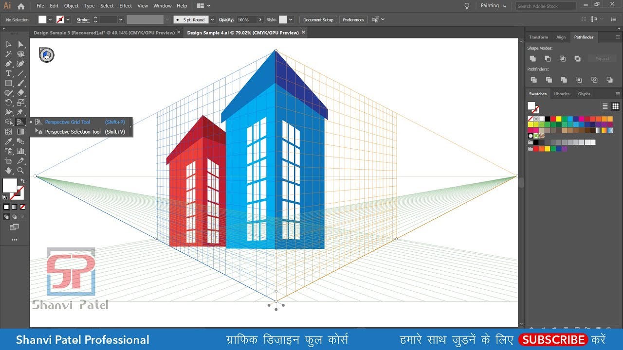 Illustrator CC 2019 in Hindi: Perspective Grid Tool & Perspective Selection Tool #12