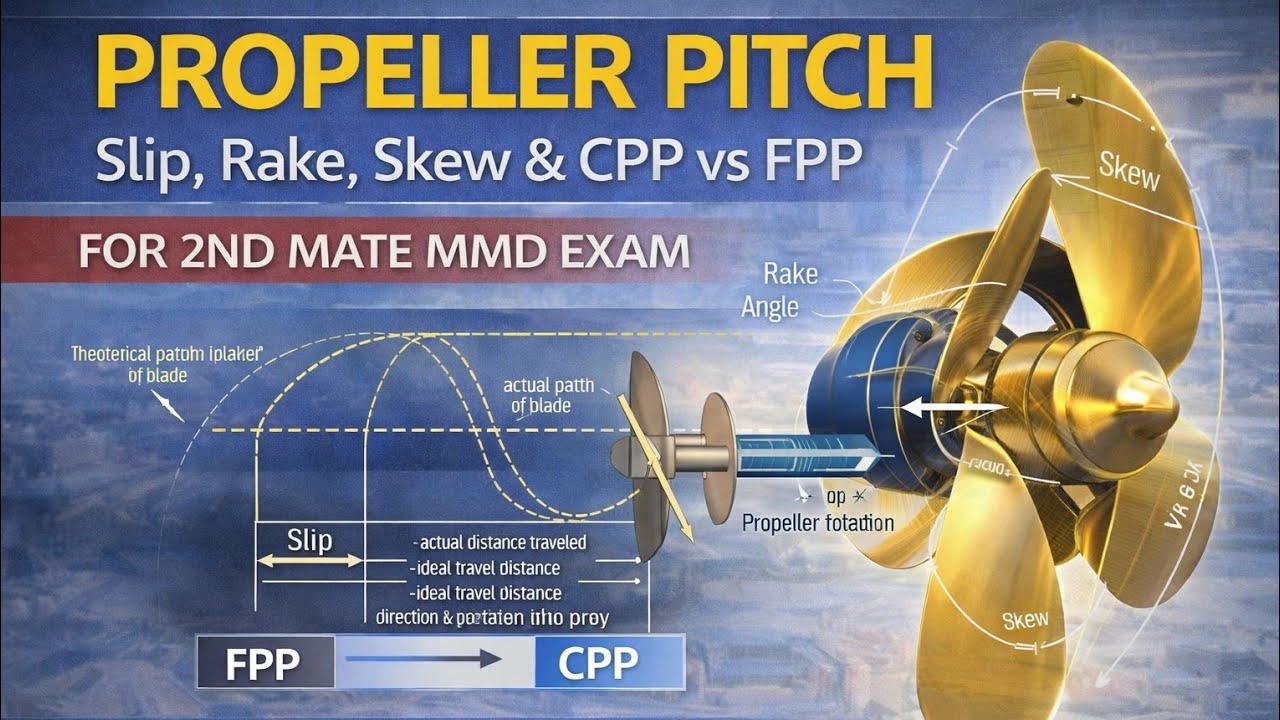 Propeller Pitch &mdash; Slip, Rake, Skew & CPP vs FPP | Ship Construction for 2nd mate